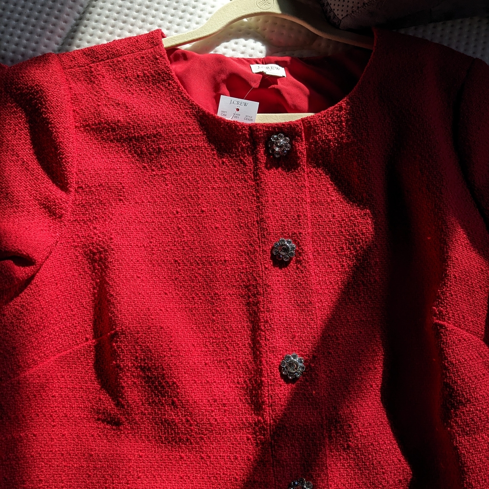 Chic Red Textured Dress with Button Details